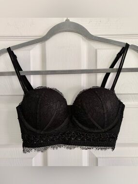 Victoria's Secret Very Sexy Black Lace Longline Bra